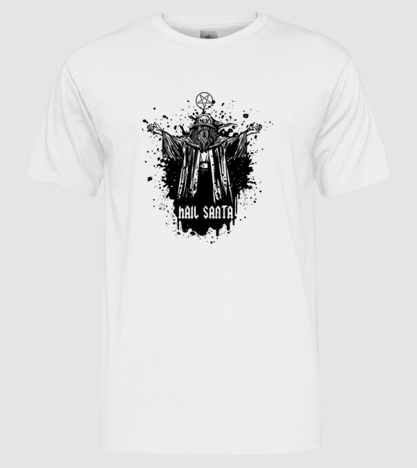 Hail Santa model alb pe tricou