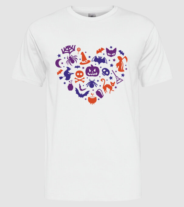 Inimă Halloween model alb pe tricou