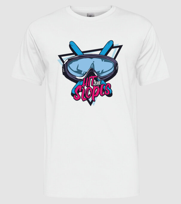 Hit the Slopes - tricou schi model alb pe tricou