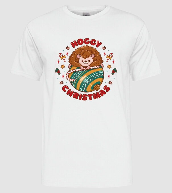 Hoggy Christmas Crăciun cu Arici model alb pe tricou