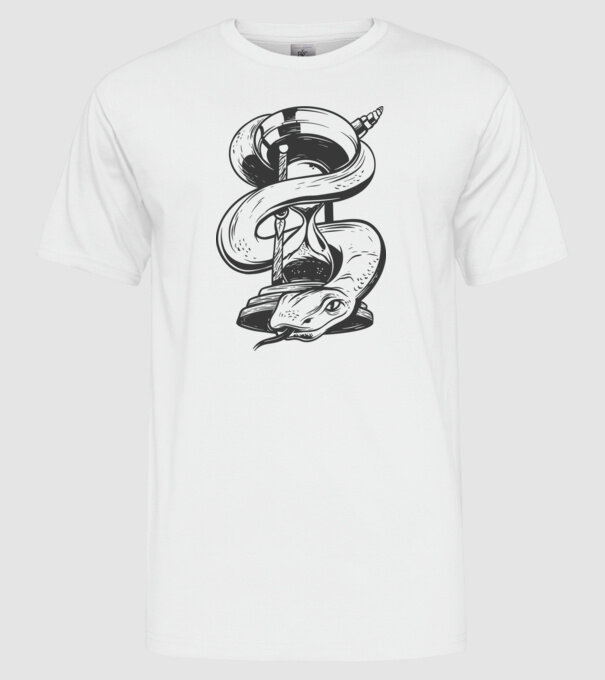 Șarpe clepsidră model alb pe tricou