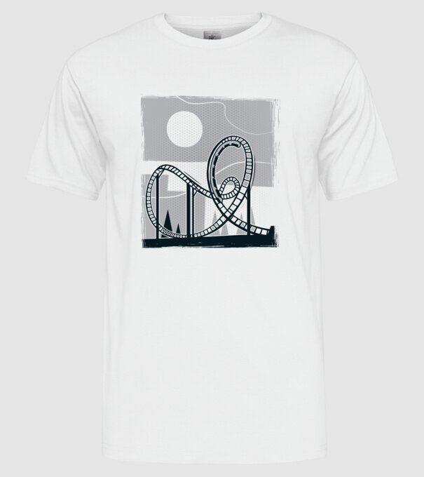 Roller coaster model alb pe tricou