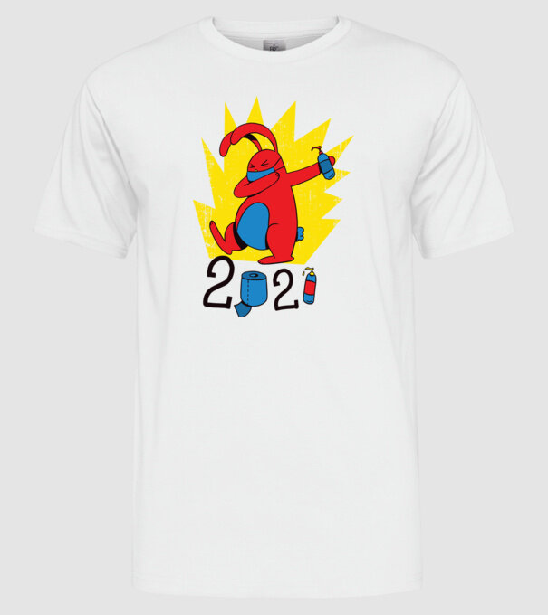 Paște 2021 - Iepuraș cu mască model alb pe tricou