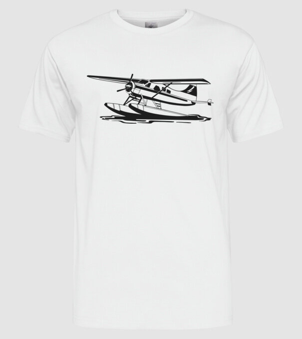 Hydroplane avion model alb pe tricou