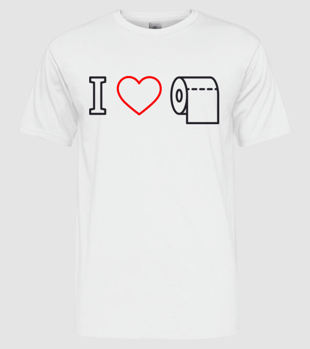 I love hârtie igienică model alb pe tricou