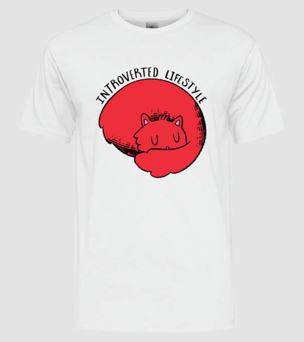 Pisică Introvertită model alb pe tricou