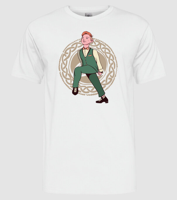Bărbat Dansator irlandez model alb pe tricou