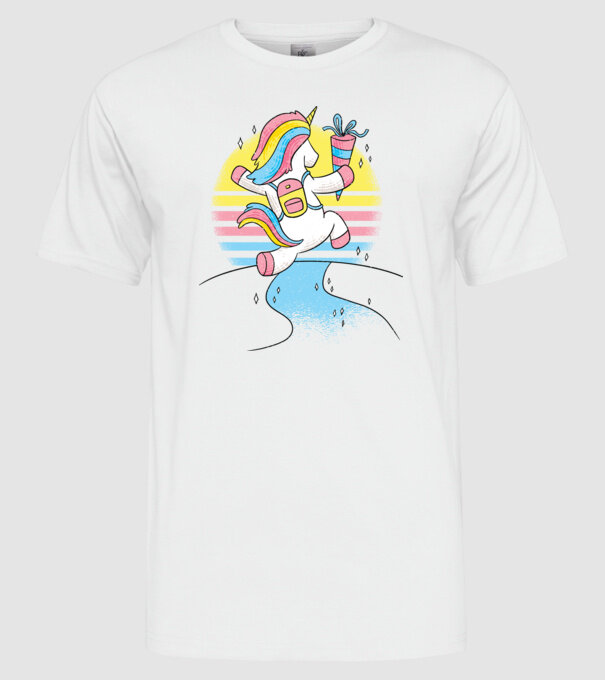 Unicorn școlar model alb pe tricou