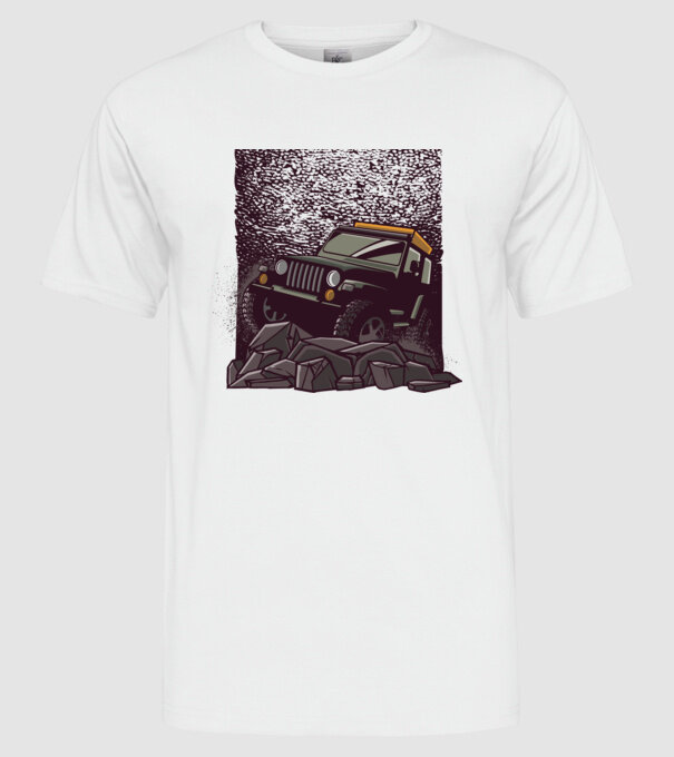 Jeep Offroad model alb pe tricou