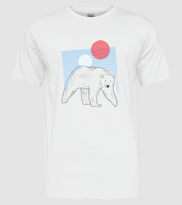 Urs polar model alb pe tricou
