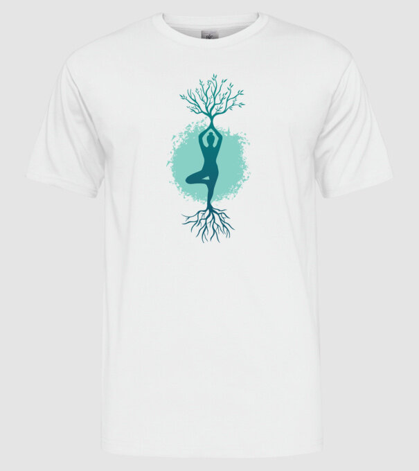 Yoga Natură model alb pe tricou