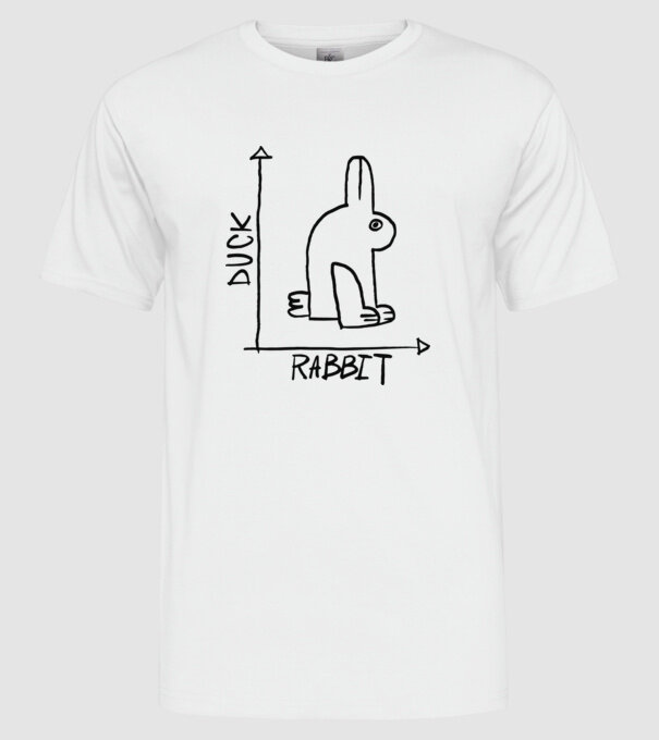 Rață vs Iepure model alb pe tricou