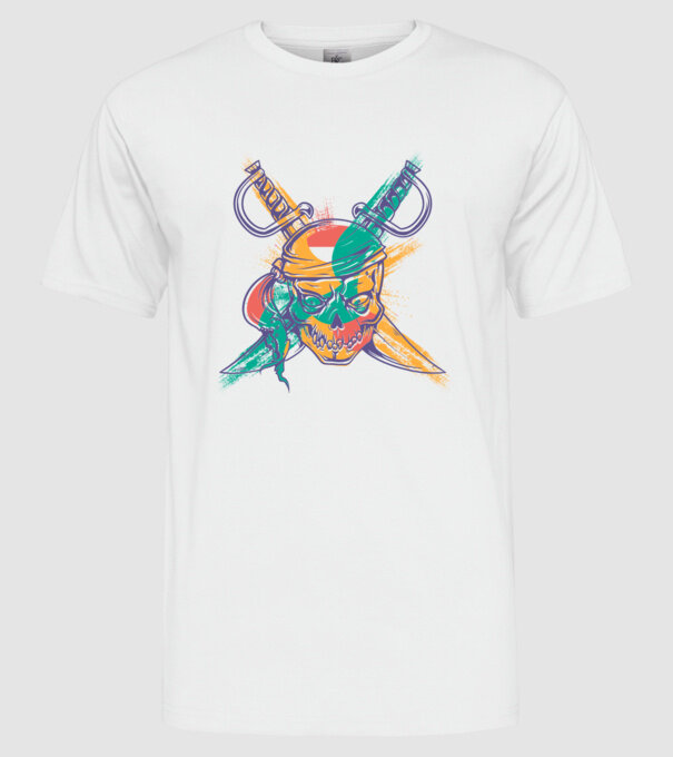 Craniu de pirat model alb pe tricou