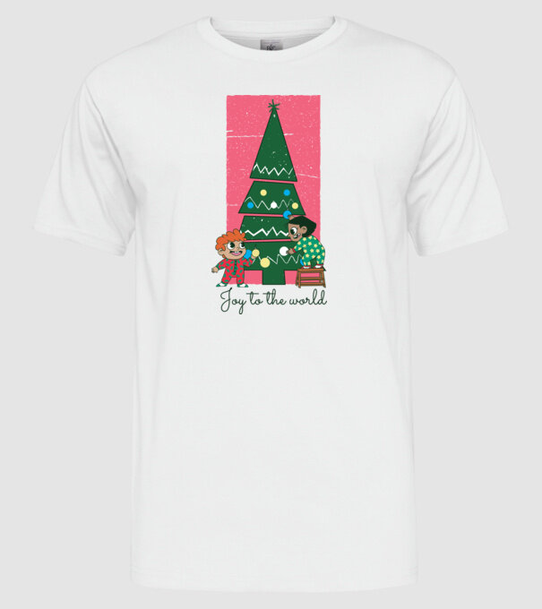Împodobire pom de Crăciun model alb pe tricou
