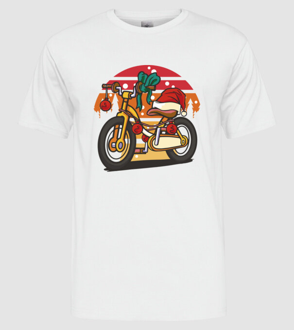 Bicicletă de Crăciun model alb pe tricou