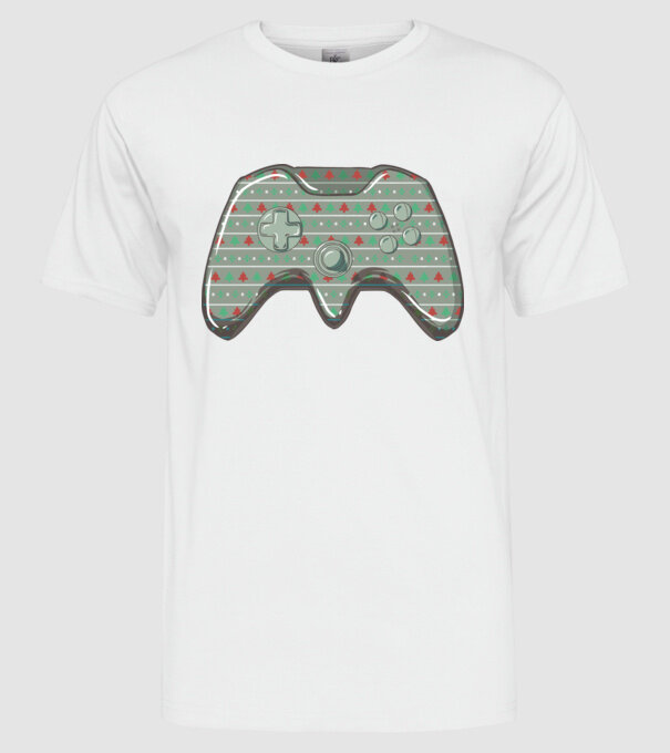 Controler Gamer Crăciun model alb pe tricou