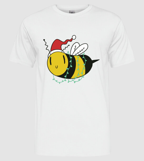 Albină de Crăciun model alb pe tricou