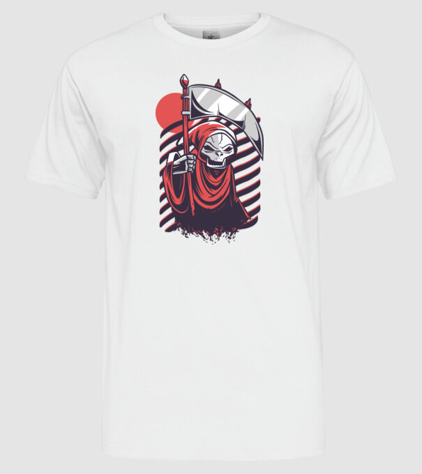 Moartea - Grim Reaper model alb pe tricou