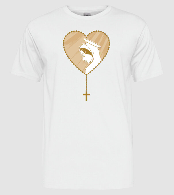 Cruce rozariu catolic model alb pe tricou
