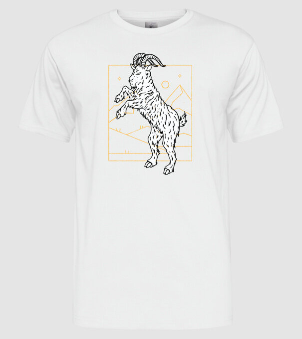 Capră model alb pe tricou
