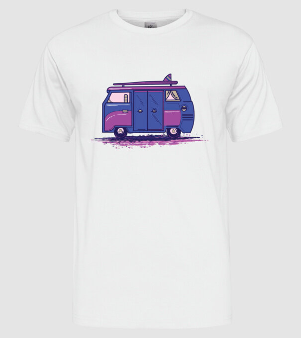 Mașină de camping model alb pe tricou