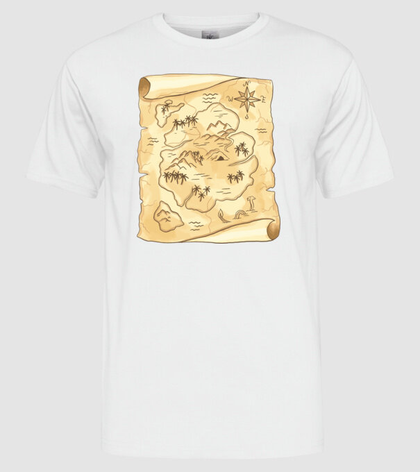 Hartă cu comori model alb pe tricou