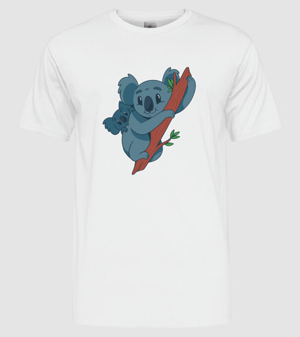 Coala model alb pe tricou