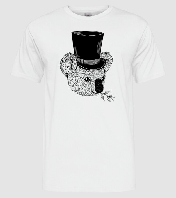 Cilindru Koala model alb pe tricou