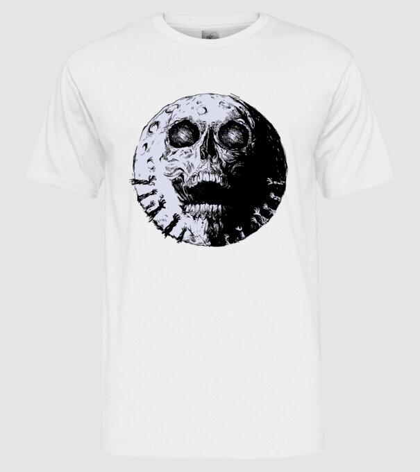 Craniu Lună model alb pe tricou