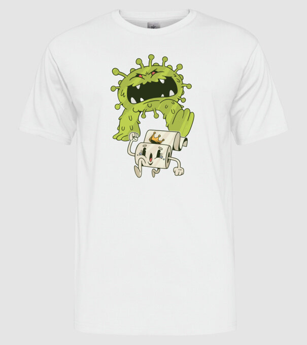 Coronavirus Monstru model alb pe tricou