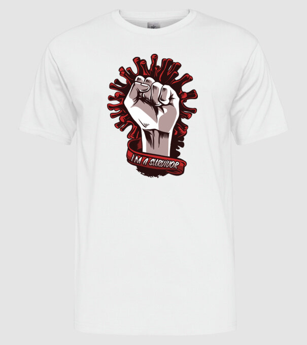 Supraviețuitor Coronavirus model alb pe tricou