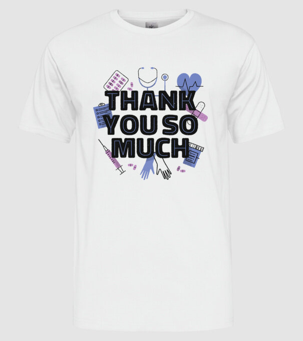 Mulțumim foarte mult - pentru medici model alb pe tricou
