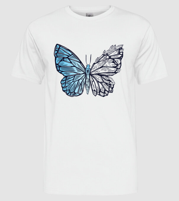 Fluture cristal model alb pe tricou