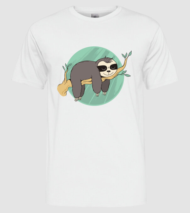 Leneș odihnă model alb pe tricou