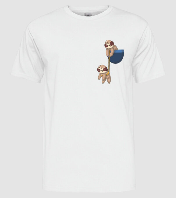 Leneș cu buzunar model alb pe tricou