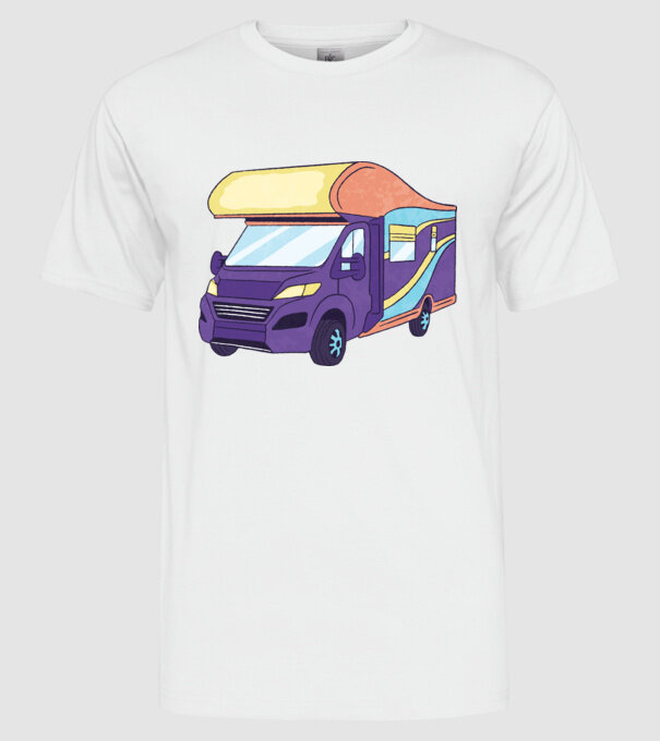 Autorulotă model alb pe tricou
