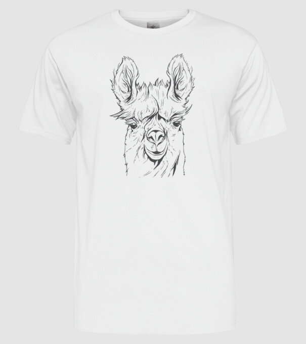 Cap de Lama model alb pe tricou