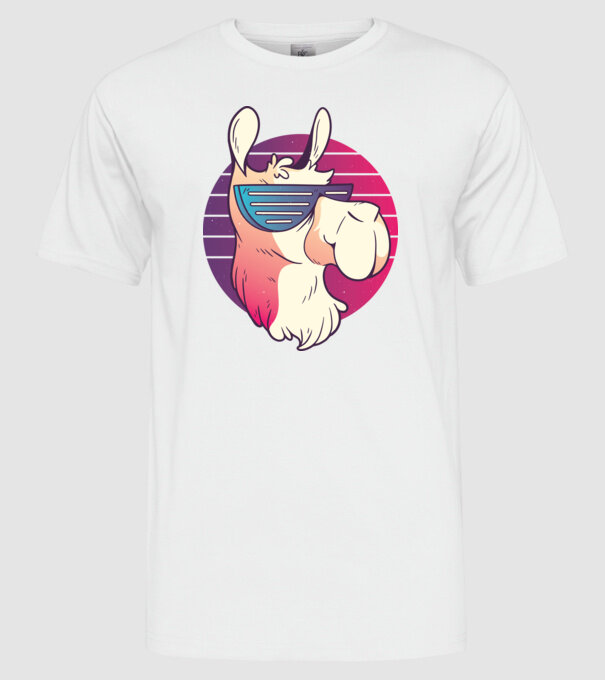 Llama ochelari de soare retro tricou model alb pe tricou