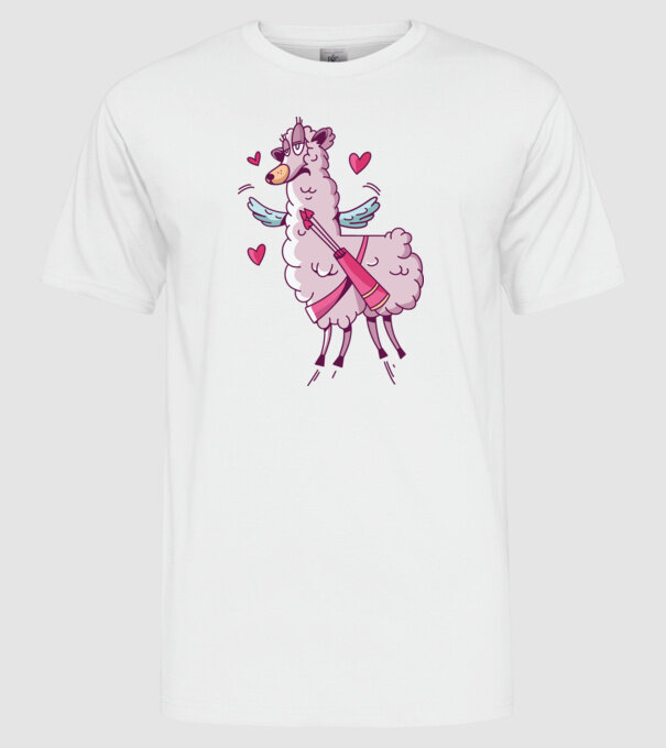 'Dragoste Llama pentru Valentine''s Day' model alb pe tricou