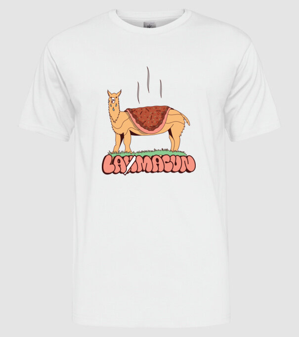 Lamacun Lama model alb pe tricou