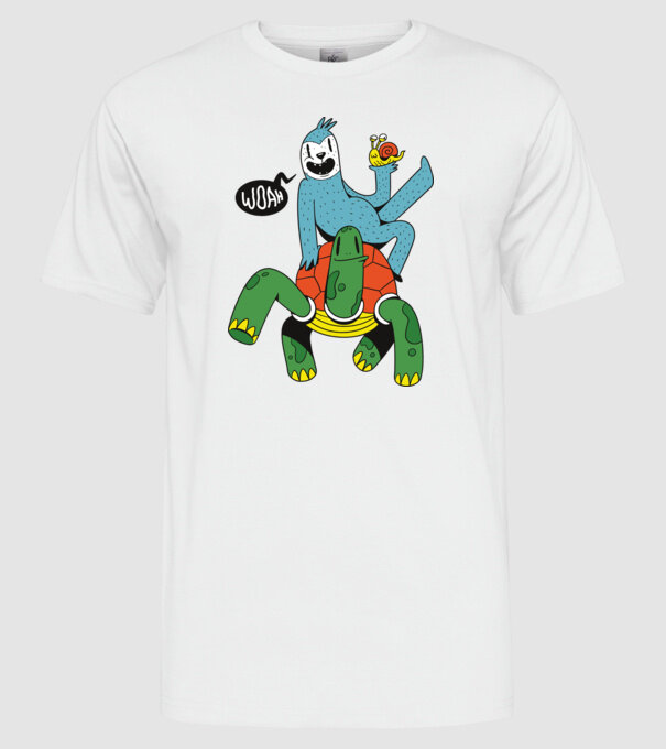 Animale lente model alb pe tricou