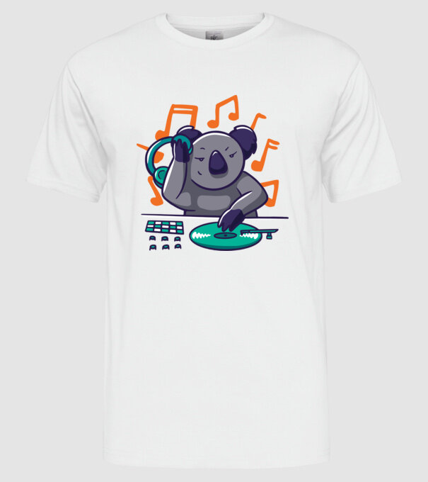Koala DJ model alb pe tricou