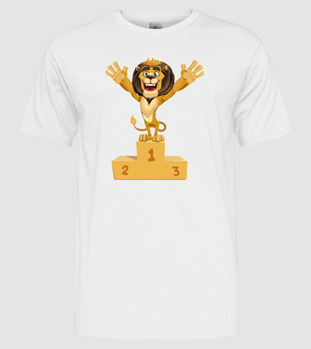 lion champion model alb pe tricou