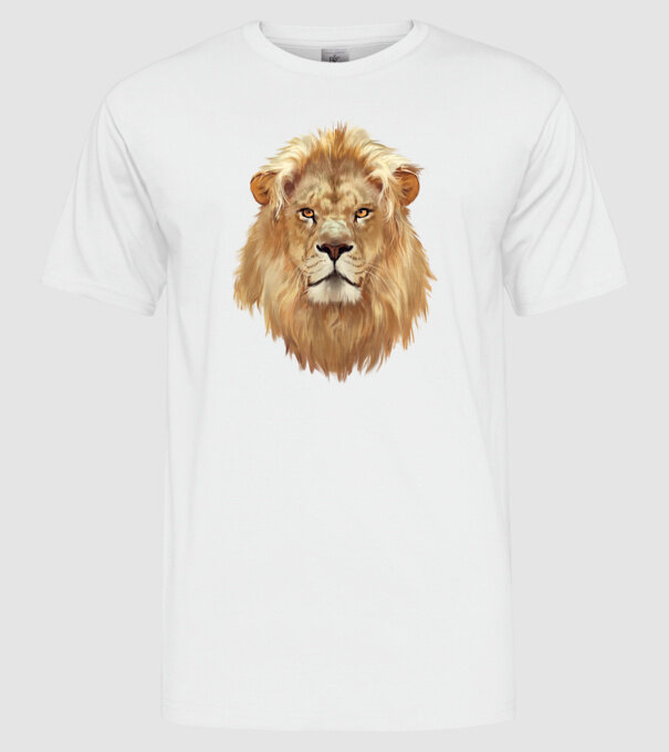 lion head paint model alb pe tricou