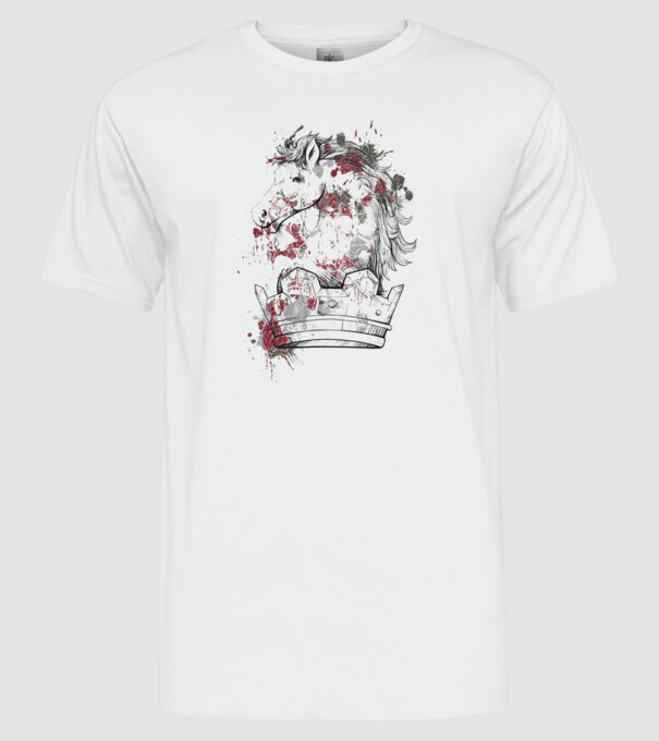 Coroană Cal - Șah model alb pe tricou