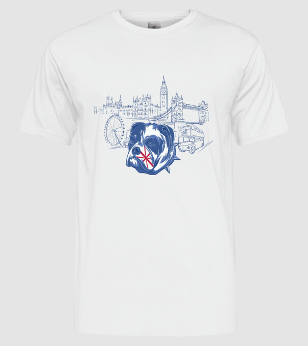 London Bulldog model alb pe tricou