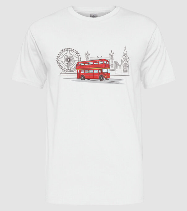London Bus model alb pe tricou