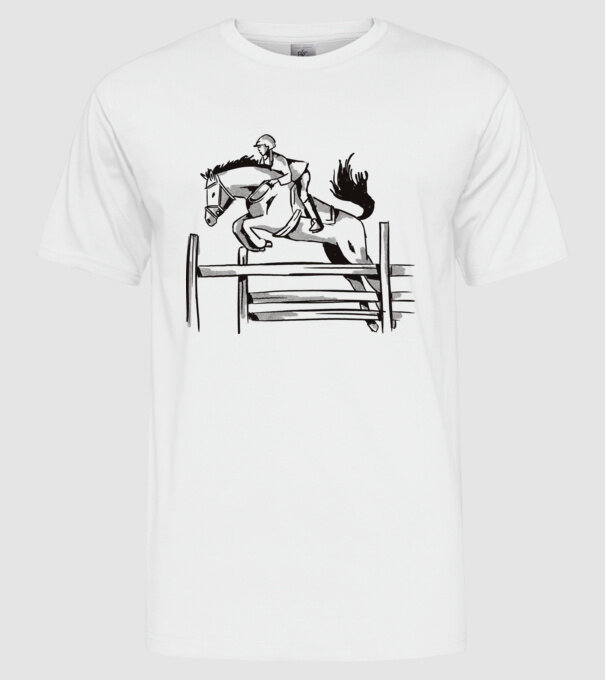Călăreț model alb pe tricou