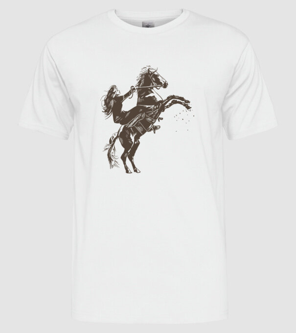 Fată cu cal model alb pe tricou