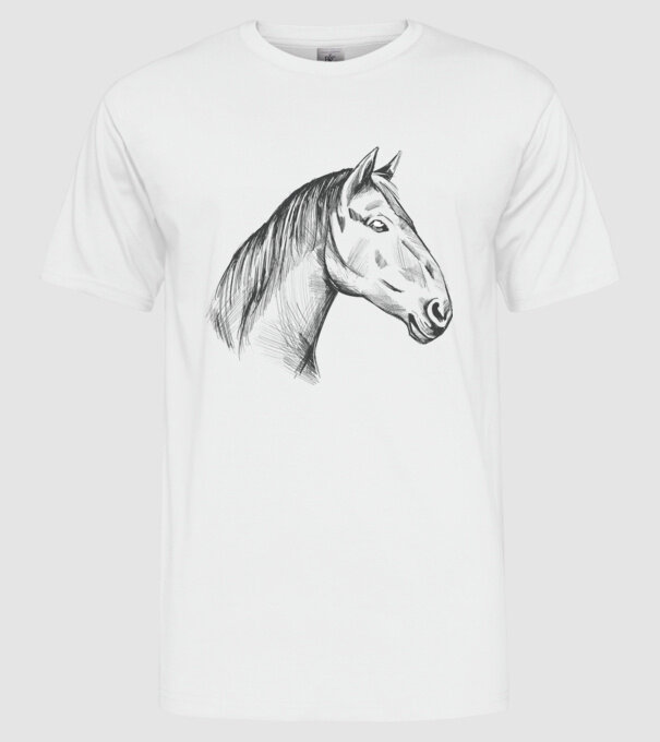Desen cu cal model alb pe tricou